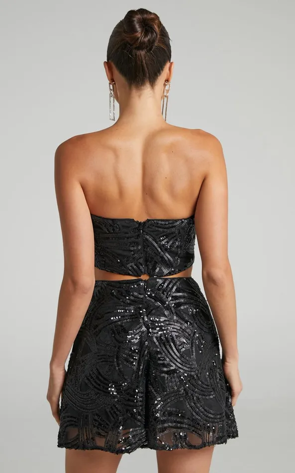 Showpo Kenny Top 8211 Cropped Sequin Corset Top In Black Women Curve Clothes