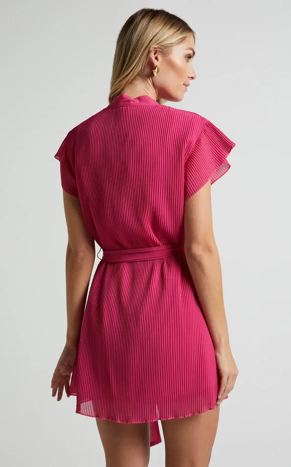 Showpo Kerray Mini Dress 8211 Button Up Short Sleeve Tie Waist Dress In Fuchsia Women Dresses Showpo Kerray Mini Dress 8211 Button Up Short Sleeve Tie Waist Dress In Fuchsia Women Dresses