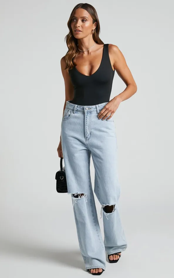 Showpo Kerrie Bodysuit 8211 V Neck Bodysuit In Black Women Basics