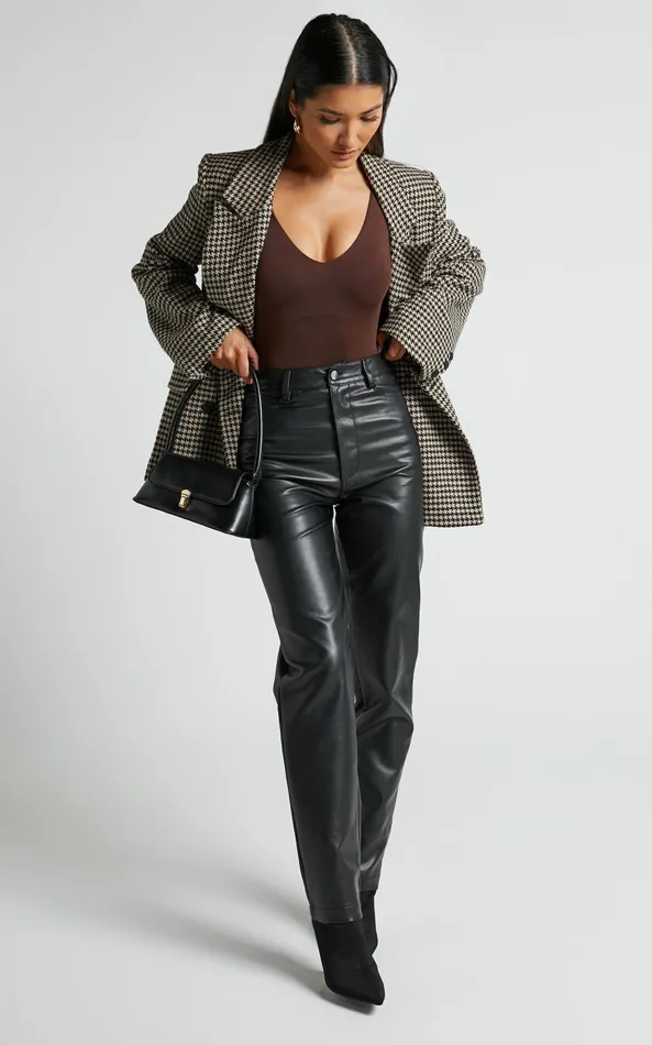 Showpo Kerrie Bodysuit 8211 V Neck Bodysuit In Chocolate Women Curve Clothes