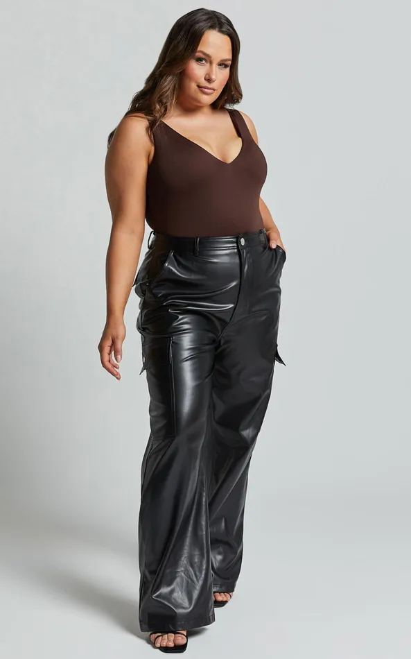 Showpo Kerrie Bodysuit 8211 V Neck Bodysuit In Chocolate Women Curve Clothes