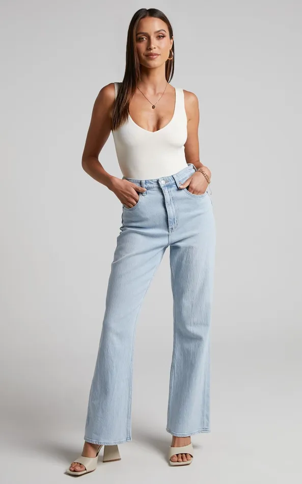 Showpo Kerrie Bodysuit 8211 V Neck Bodysuit In Cream Women Curve Clothes