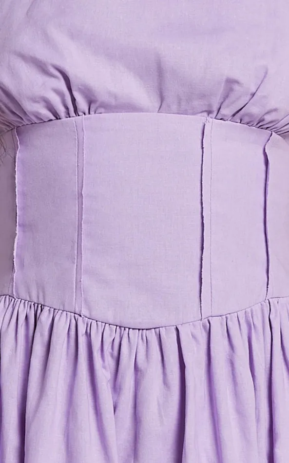 Showpo Kerthina Mini Dress 8211 Scoop Neck Short Puff Sleeve Fit And Flare Dress In Lilac Women Dresses