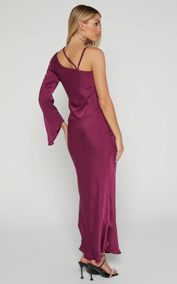 Showpo Khacy Midi Dress 8211 One Shoulder Halter Dress In Plum Women Dresses
