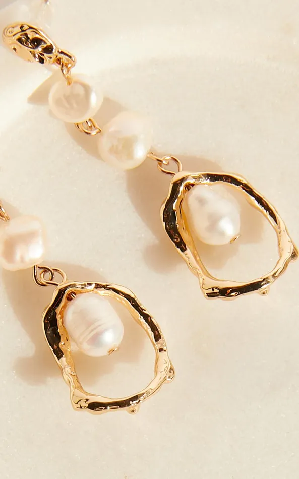 Showpo Kheya Earrings 8211 Pearl Drop Earrings In Gold Women Earrings