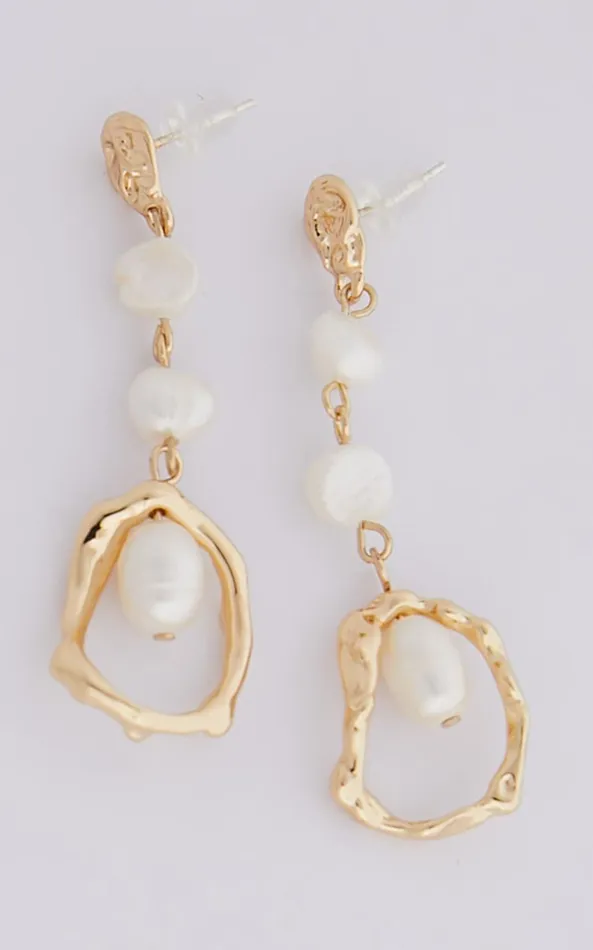Showpo Kheya Earrings 8211 Pearl Drop Earrings In Gold Women Earrings