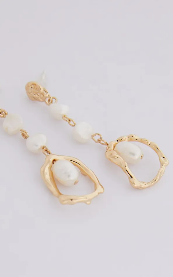 Showpo Kheya Earrings 8211 Pearl Drop Earrings In Gold Women Earrings