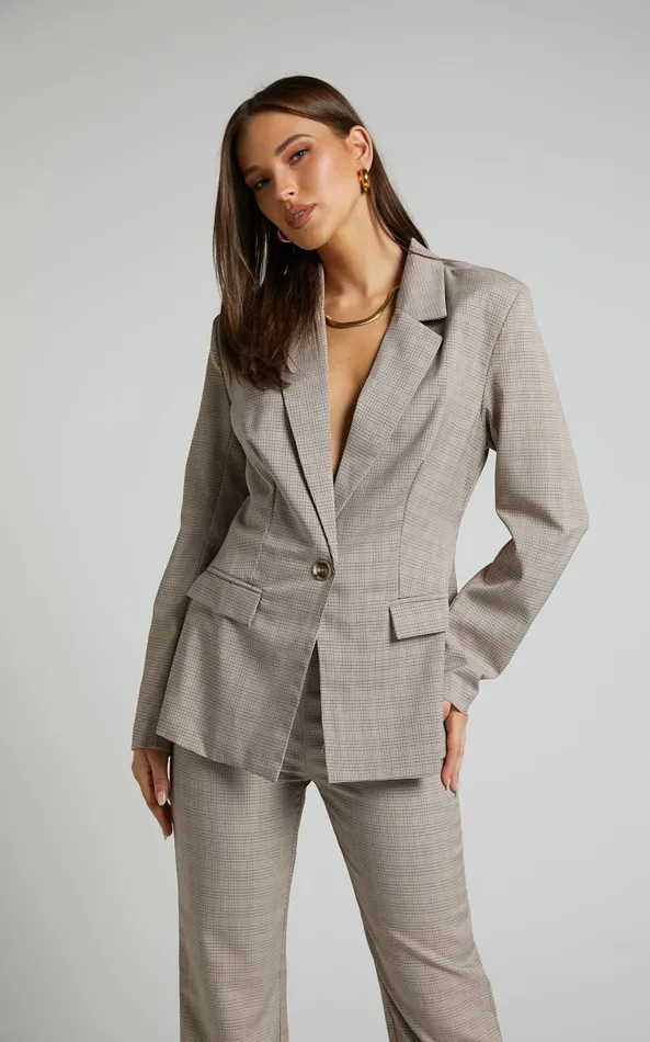 Showpo Khizza Blazer 8211 Tailored Blazer In Brown And Pink Check Women Jackets and Coats Showpo Khizza Blazer 8211 Tailored Blazer In Brown And Pink Check Women Jackets and Coats
