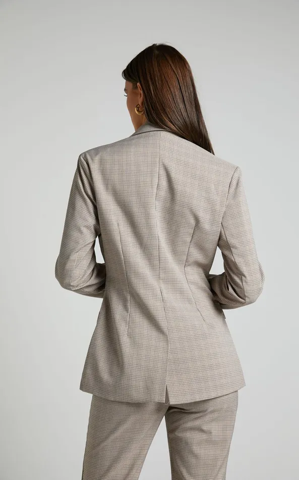 Showpo Khizza Blazer 8211 Tailored Blazer In Brown And Pink Check Women Jackets and Coats Showpo Khizza Blazer 8211 Tailored Blazer In Brown And Pink Check Women Jackets and Coats