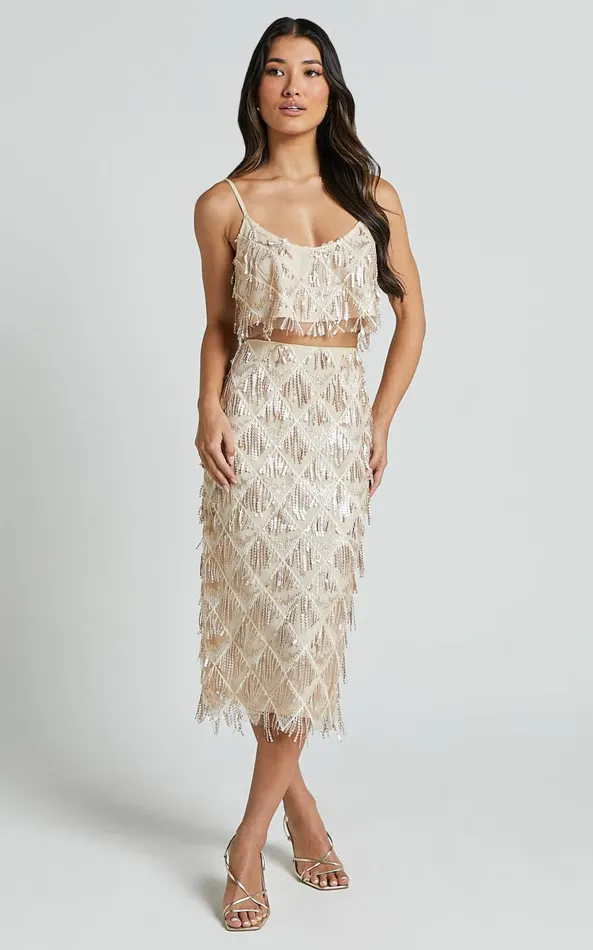 Showpo Khrizza Midi Skirt 8211 High Waisted Sequin Skirt In Gold Women Skirts Showpo Khrizza Midi Skirt 8211 High Waisted Sequin Skirt In Gold Women Skirts