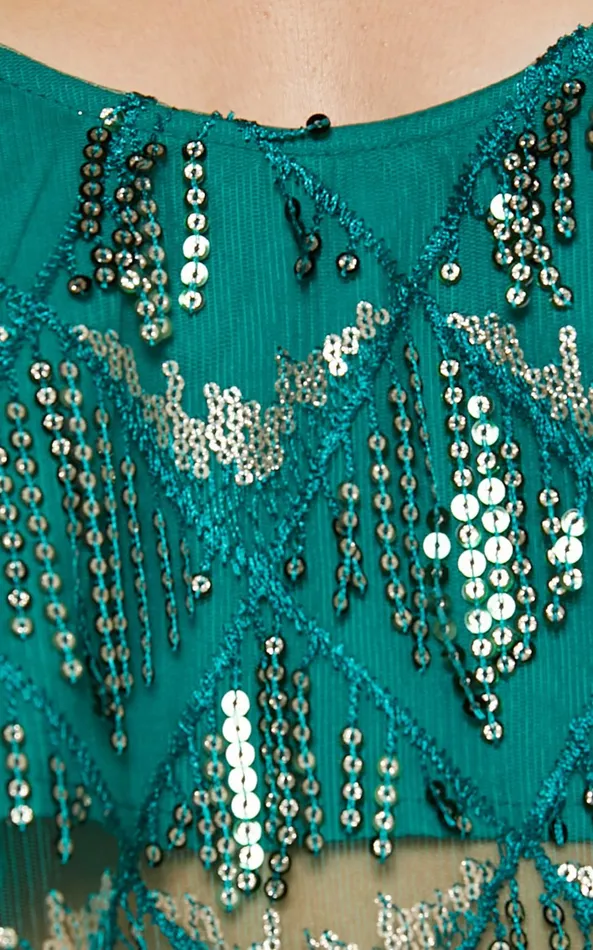 Showpo Khrizza Top 8211 Sequin Diamond Mesh Cropped Cami Top In Emerald Women Curve Clothes