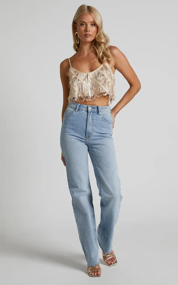 Showpo Khrizza Top 8211 Sequin Diamond Mesh Cropped Cami Top In Gold Women Curve Clothes