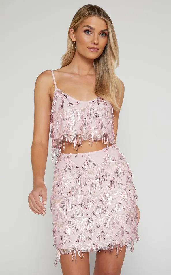 Showpo Khrizza Top 8211 Sequin Diamond Mesh Cropped Cami Top In Pink Women Curve Clothes Showpo Khrizza Top 8211 Sequin Diamond Mesh Cropped Cami Top In Pink Women Curve Clothes