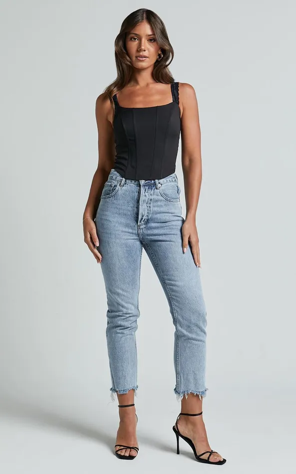 Showpo Kieran Top 8211 Lace Strap Corset Top In Black Women Tops