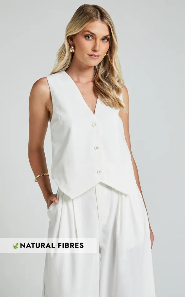 Showpo Kiraye Top 8211 Linen Look Button Through Vest In Off White Women Tops Showpo Kiraye Top 8211 Linen Look Button Through Vest In Off White Women Tops
