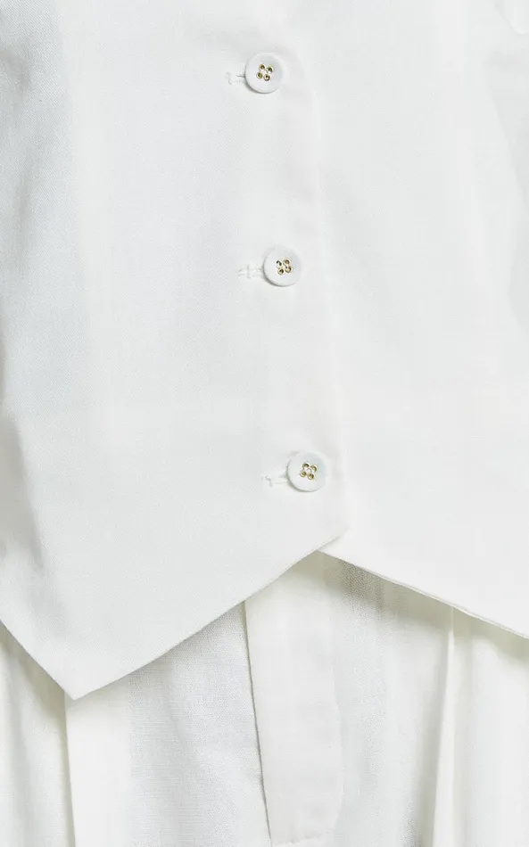 Showpo Kiraye Top 8211 Linen Look Button Through Vest In Off White Women Tops