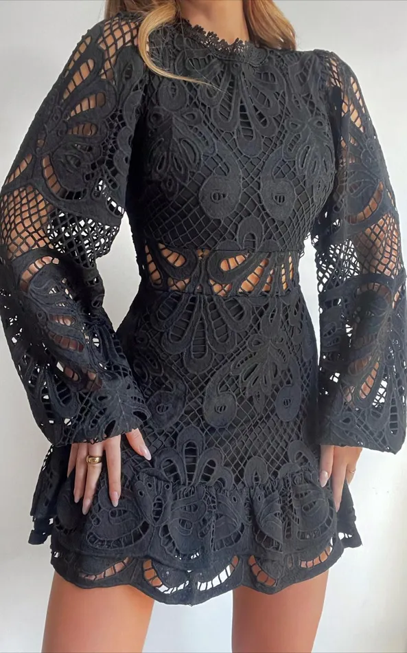 Showpo Kiss Me Now Mini Dress 8211 Long Puff Sleeve Dress In Black Lace Women Curve Clothes Showpo Kiss Me Now Mini Dress 8211 Long Puff Sleeve Dress In Black Lace Women Curve Clothes