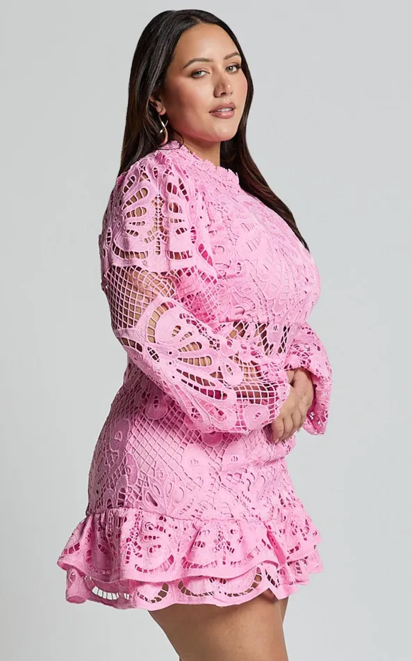 Showpo Kiss Me Now Mini Dress 8211 Long Puff Sleeve Dress In Pink Women Dresses