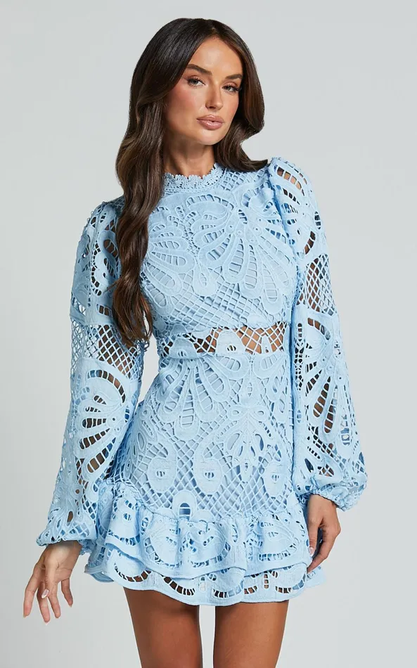 Showpo Kiss Me Now Mini Dress 8211 Long Puff Sleeve Dress In Soft Blue Women Curve Clothes Showpo Kiss Me Now Mini Dress 8211 Long Puff Sleeve Dress In Soft Blue Women Curve Clothes