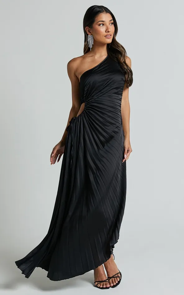 Showpo Kitsune Midi Dress 8211 One Shoulder Cut Out Dress In Black Women Dresses
