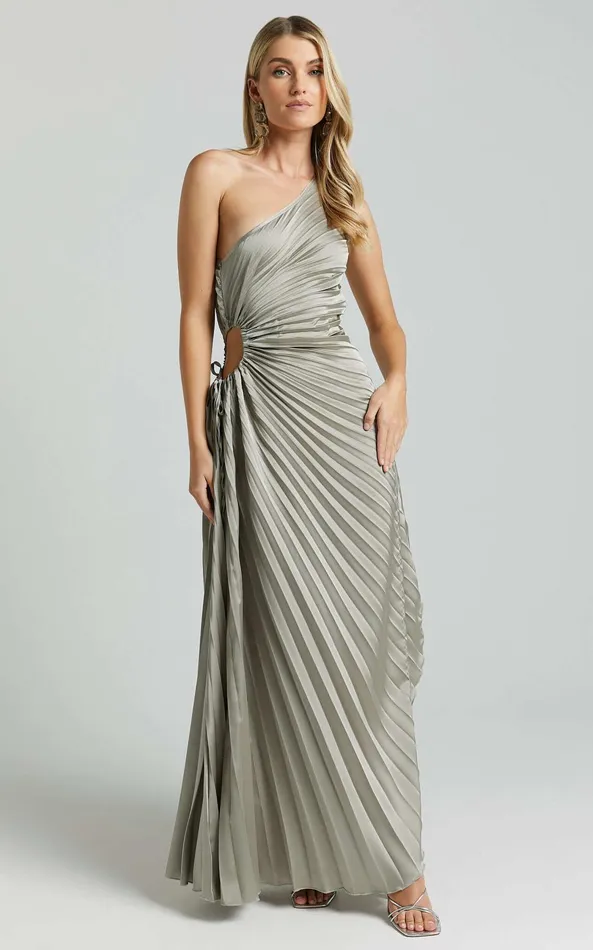 Showpo Kitsune Midi Dress 8211 One Shoulder Cut Out Dress In Sage Women Dresses