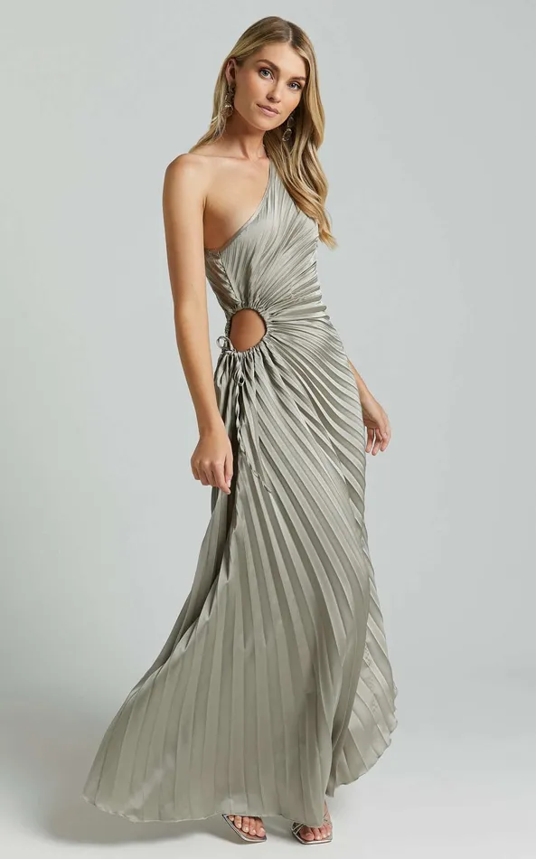 Showpo Kitsune Midi Dress 8211 One Shoulder Cut Out Dress In Sage Women Dresses