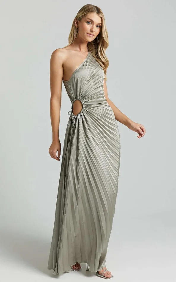 Showpo Kitsune Midi Dress 8211 One Shoulder Cut Out Dress In Sage Women Dresses