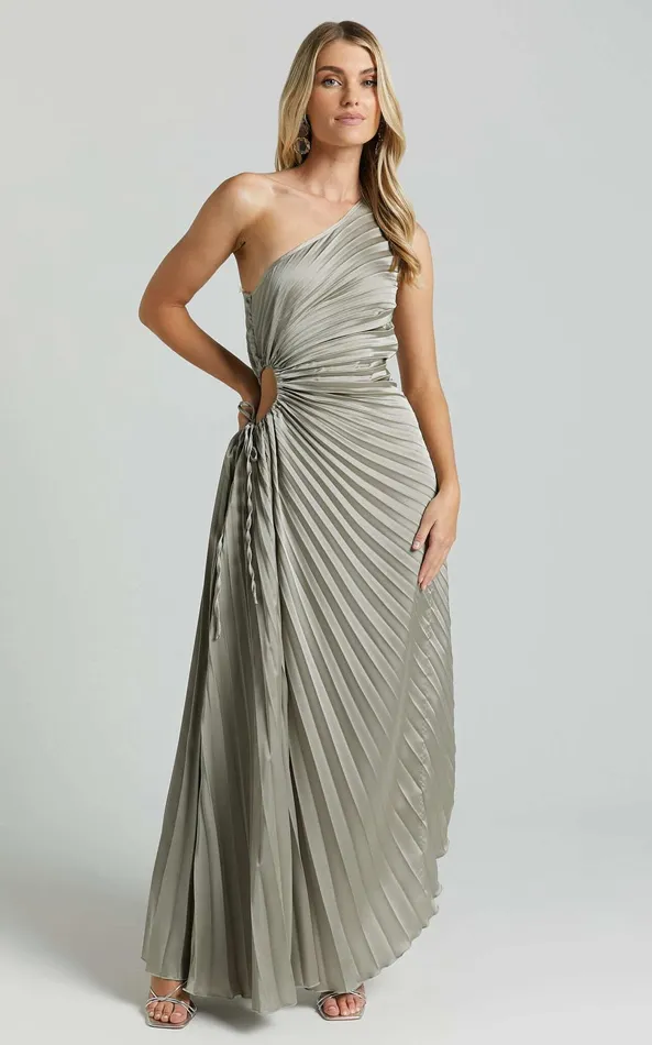 Showpo Kitsune Midi Dress 8211 One Shoulder Cut Out Dress In Sage Women Dresses