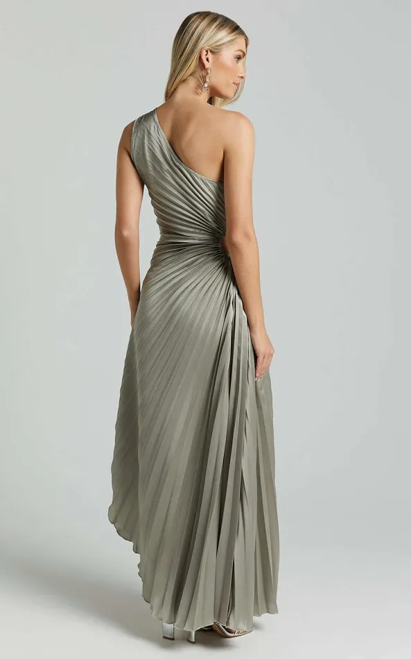 Showpo Kitsune Midi Dress 8211 One Shoulder Cut Out Dress In Sage Women Dresses