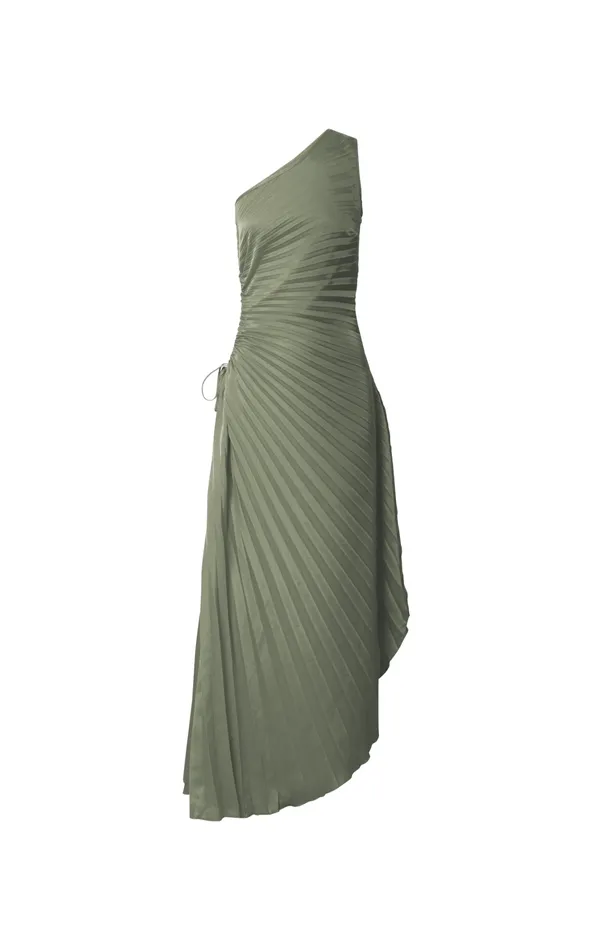 Showpo Kitsune Midi Dress 8211 One Shoulder Cut Out Dress In Sage Women Dresses
