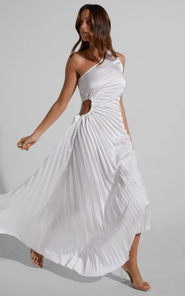 Showpo Kitsune Midi Dress 8211 One Shoulder Cut Out Dress In White Women Dresses