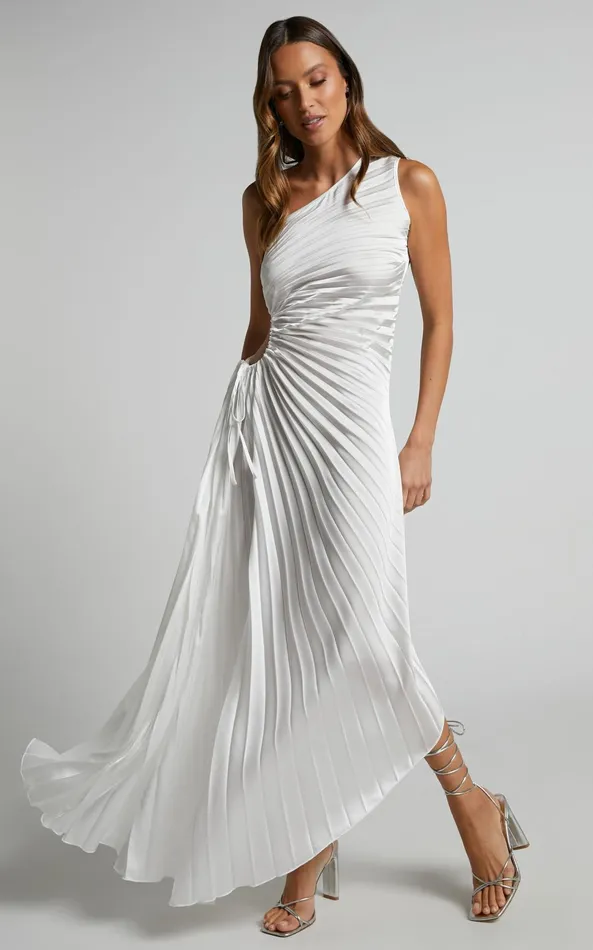 Showpo Kitsune Midi Dress 8211 One Shoulder Cut Out Dress In White Women Dresses