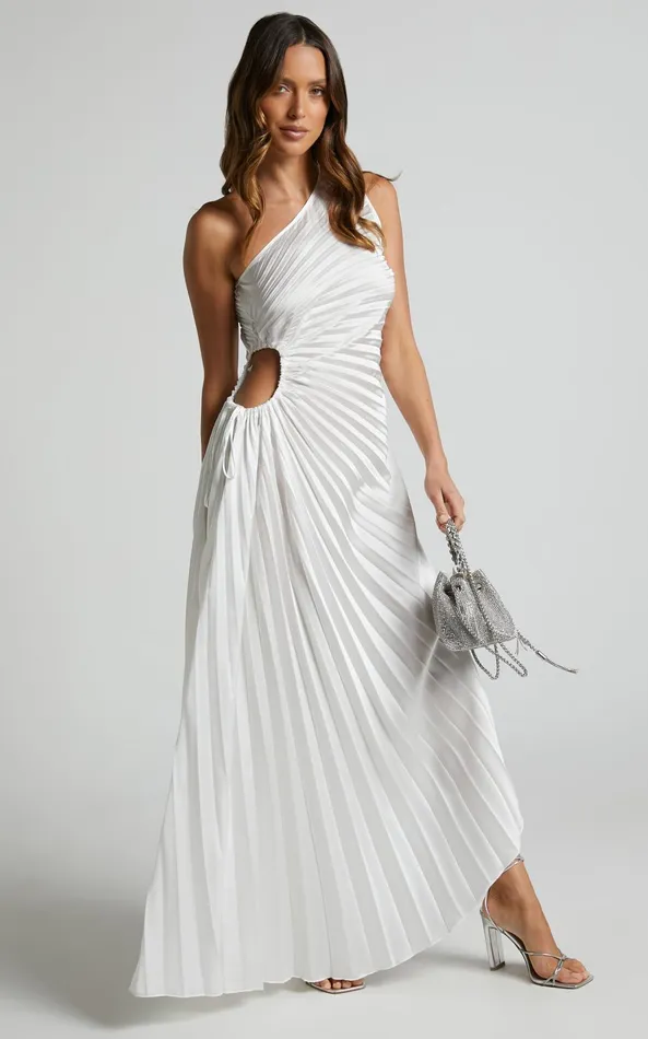 Showpo Kitsune Midi Dress 8211 One Shoulder Cut Out Dress In White Women Dresses