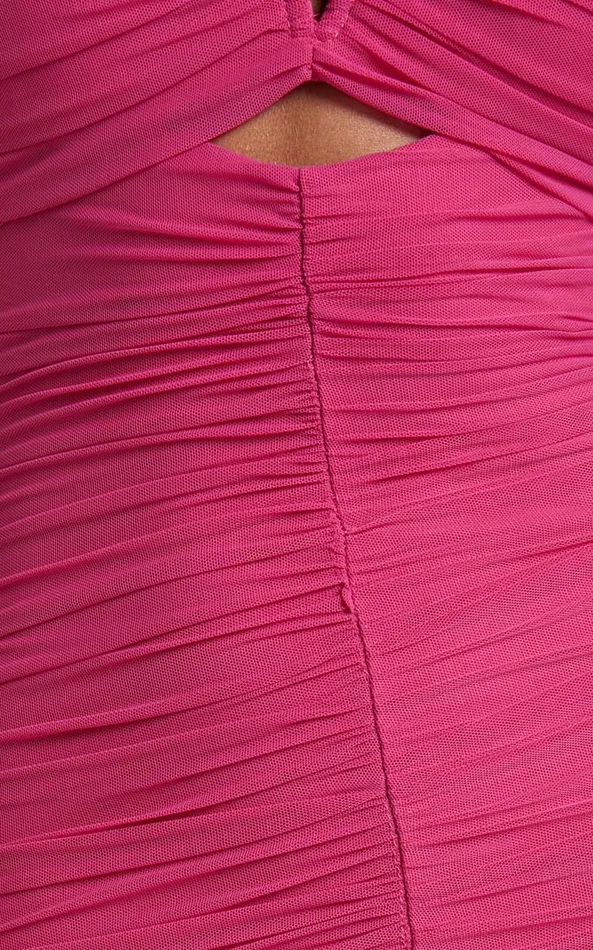 Showpo Kody Midi Dress 8211 Bodycon Ruched Mesh Cut Out Dress In Hot Pink Women Dresses Showpo Kody Midi Dress 8211 Bodycon Ruched Mesh Cut Out Dress In Hot Pink Women Dresses