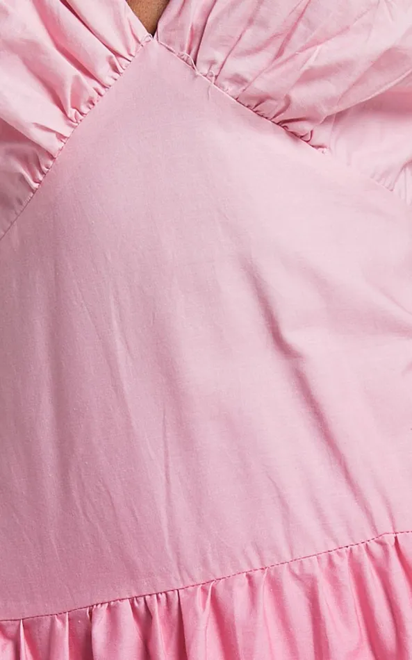 Showpo Kolton Midi Dress 8211 Deep V Neck Tiered Dress In Pink Ombre Women Dresses