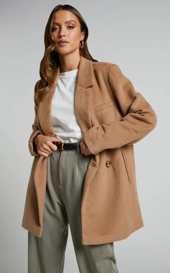 Showpo Kora Coat 8211 Oversized Button Up Coat In Camel Women Jackets and Coats