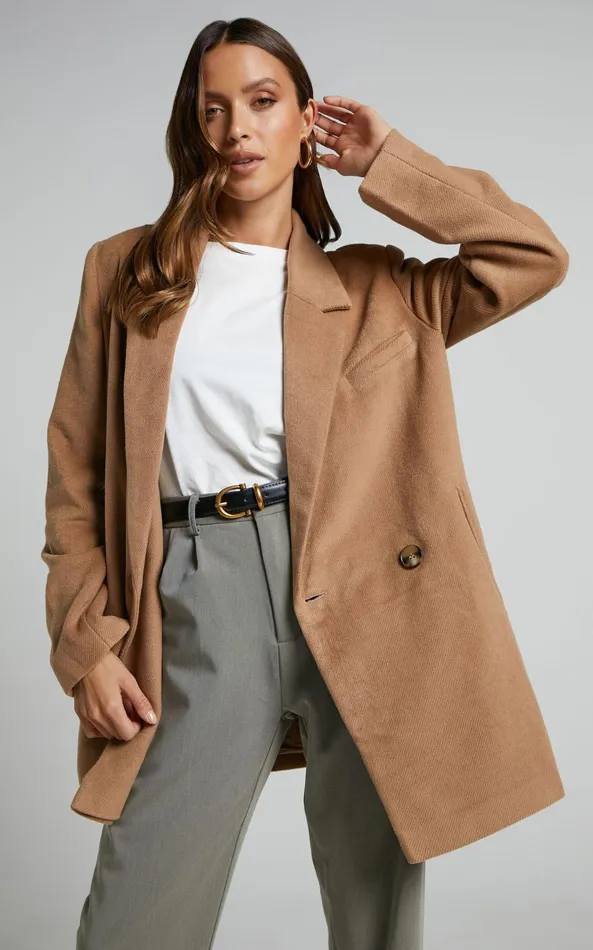 Showpo Kora Coat 8211 Oversized Button Up Coat In Camel Women Jackets and Coats