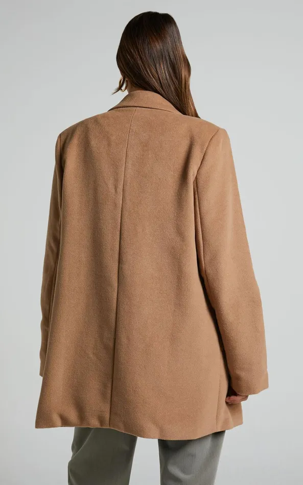 Showpo Kora Coat 8211 Oversized Button Up Coat In Camel Women Jackets and Coats