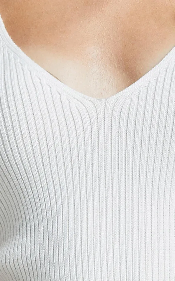 Showpo Kryselle Top 8211 V Neck Knitted Tank Top In White Women Basics