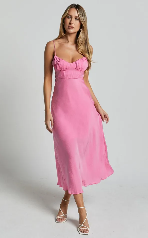 Showpo Krysta Midi Dress 8211 Sweetheart Ruched Bust Slip Dress In Pink Women Dresses Showpo Krysta Midi Dress 8211 Sweetheart Ruched Bust Slip Dress In Pink Women Dresses