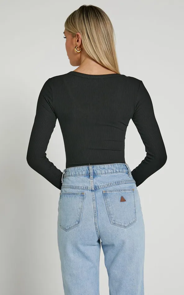 Showpo Krysta Top 8211 Long Sleeve Scoop Neck Top In Black Women Basics