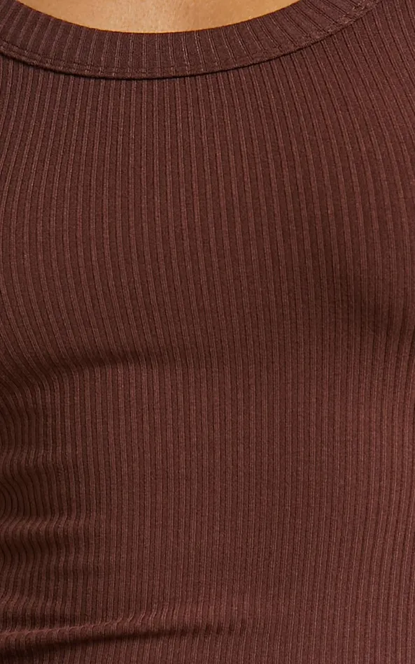 Showpo Krysta Top 8211 Long Sleeve Scoop Neck Top In Dark Chocolate Women Basics