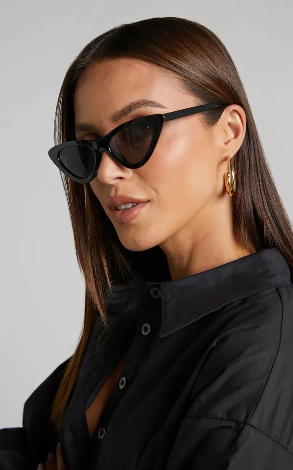 Showpo Kurthy Cat Eye Sunglasses In Black Women Sunglasses
