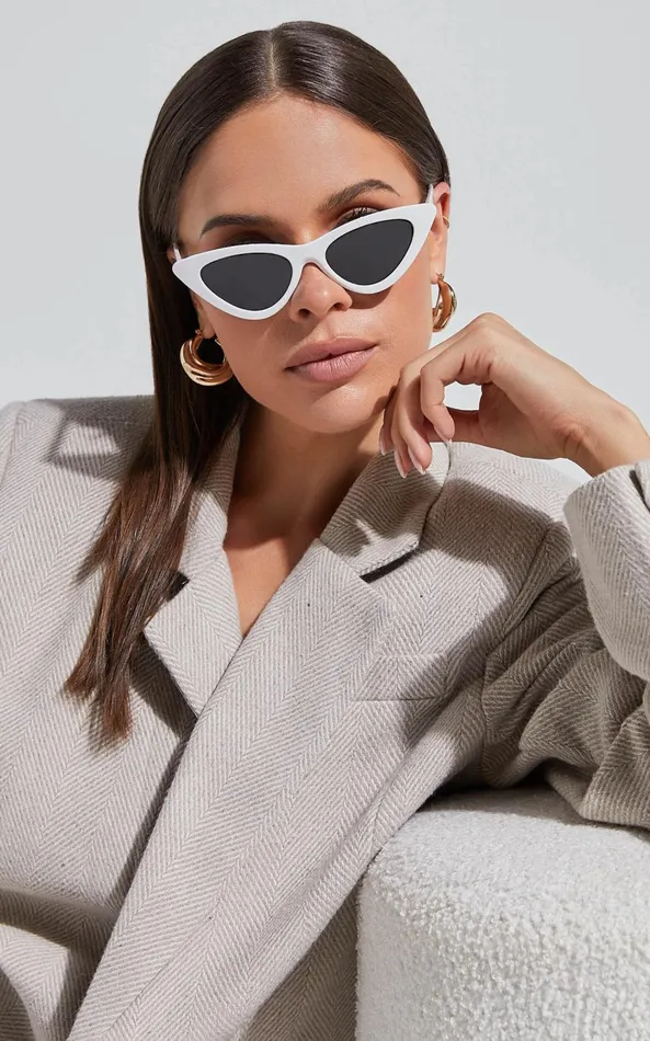 Showpo Kurthy Cat Eye Sunglasses In White Women Sunglasses