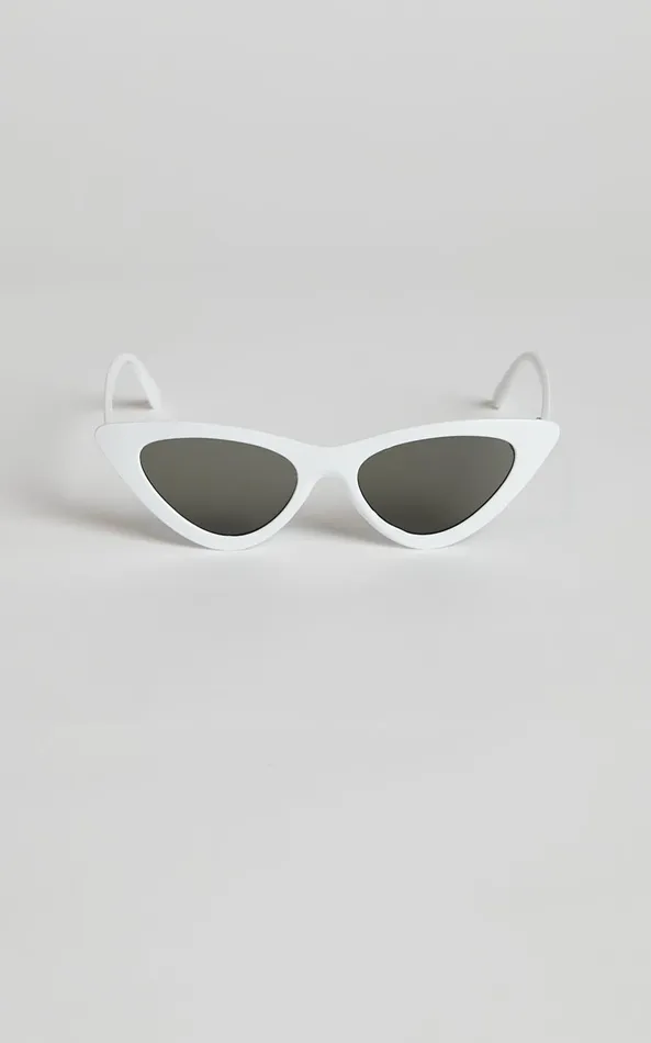 Showpo Kurthy Cat Eye Sunglasses In White Women Sunglasses