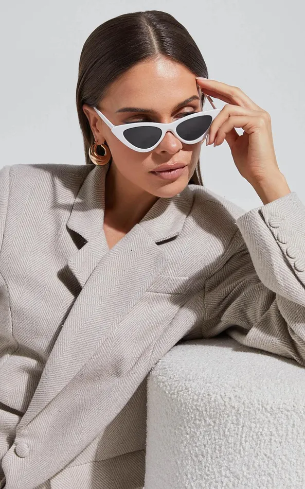 Showpo Kurthy Cat Eye Sunglasses In White Women Sunglasses