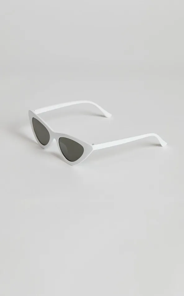 Showpo Kurthy Cat Eye Sunglasses In White Women Sunglasses