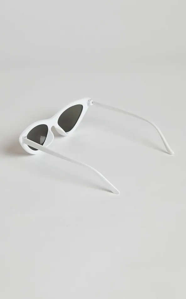 Showpo Kurthy Cat Eye Sunglasses In White Women Sunglasses