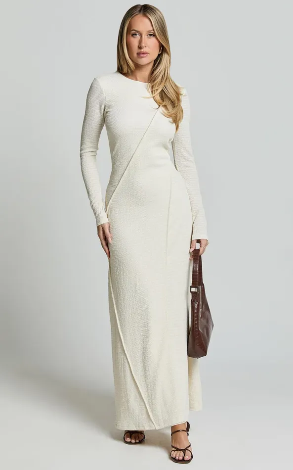 Showpo Kylie Maxi Dress 8211 Long Sleeve Low Back Dress In Cream Women Dresses Showpo Kylie Maxi Dress 8211 Long Sleeve Low Back Dress In Cream Women Dresses