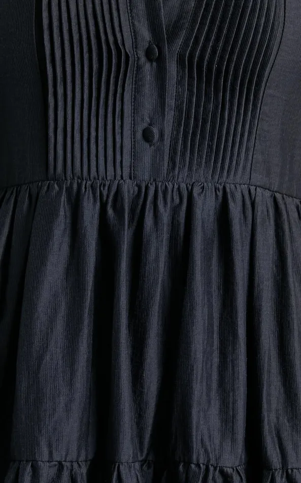 Showpo Kyra Mini Dress 8211 Pin Tuck Detail Tiered Shirt Dress In Black Women Dresses